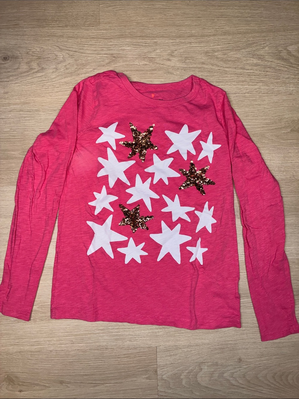 Crewcuts Hot Pink Long-Sleeve Star Tee with Sequin Accents